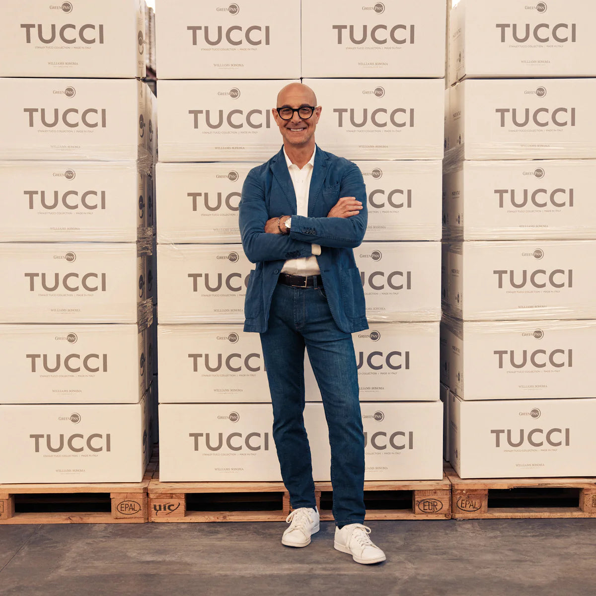 Stanley Tucci™ Stainless Steel Ceramic Nonstick 11-Piece Cookware Set | Champagne Handles