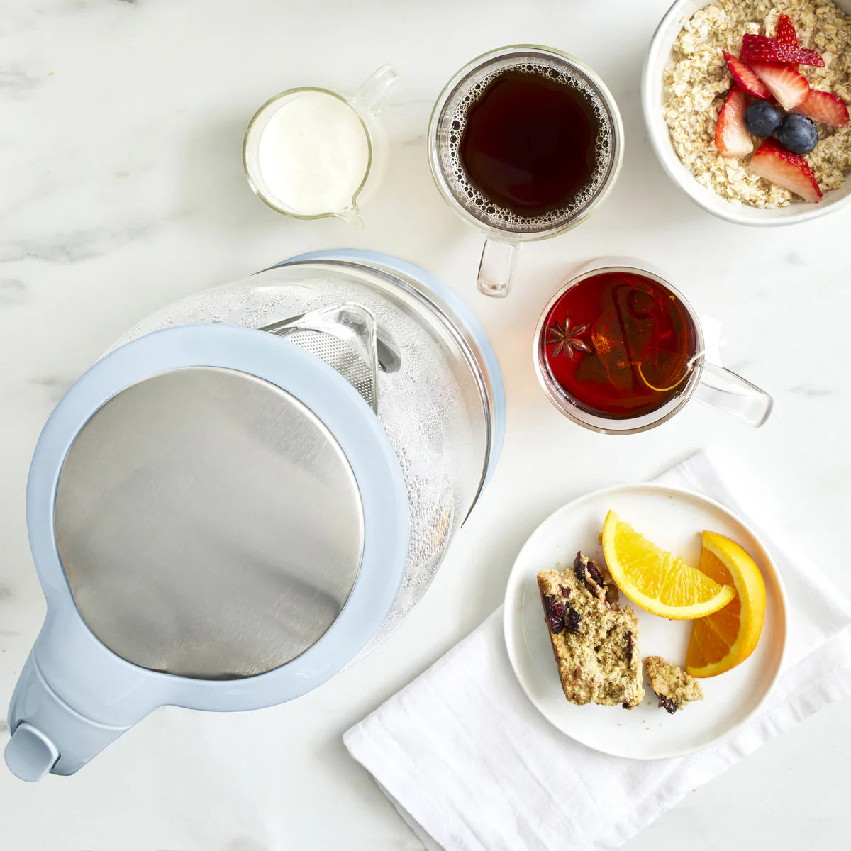 GreenLife Qwik & EZ Glass Kettle | Blue Haze