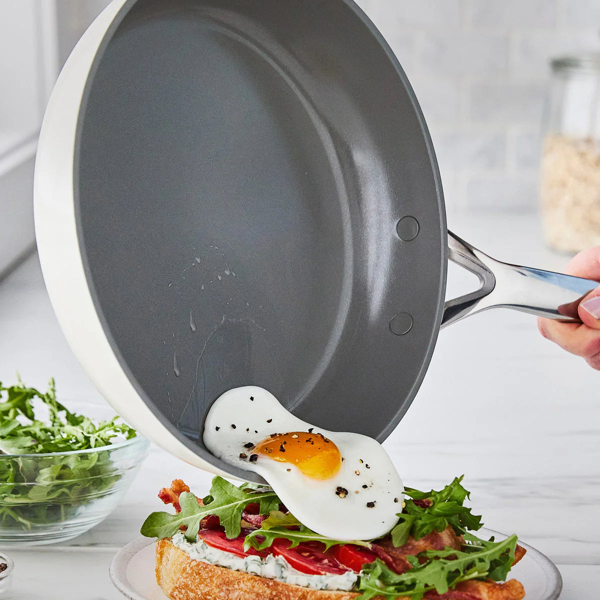 GP5 Colors Ceramic Nonstick 11-Piece Cookware Set with Mirror Handles | Cloud Cream