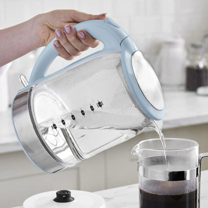 GreenLife Qwik & EZ Glass Kettle | Blue Haze