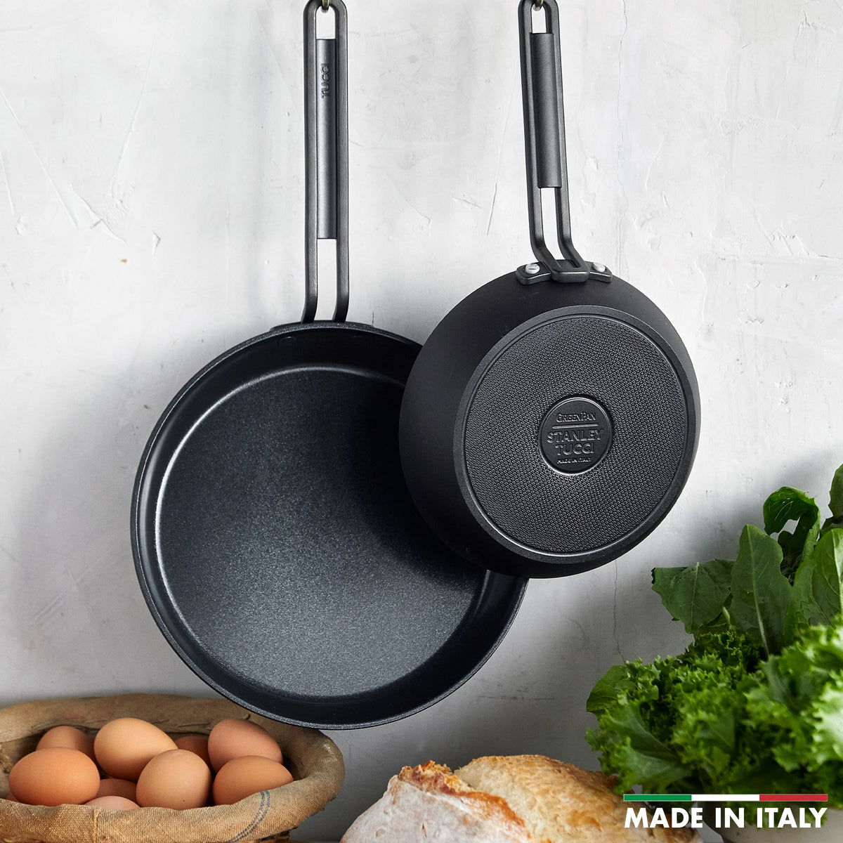 Stanley Tucci™ Ceramic Nonstick 8" and 10" Frypan Set | Milano Black