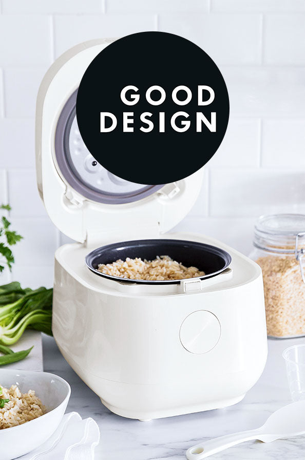Bistro carb-reducing rice cooker with a Good Design award