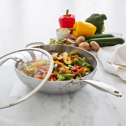 Valencia Pro Stainless Steel Uncoated 12" Wok with Lid