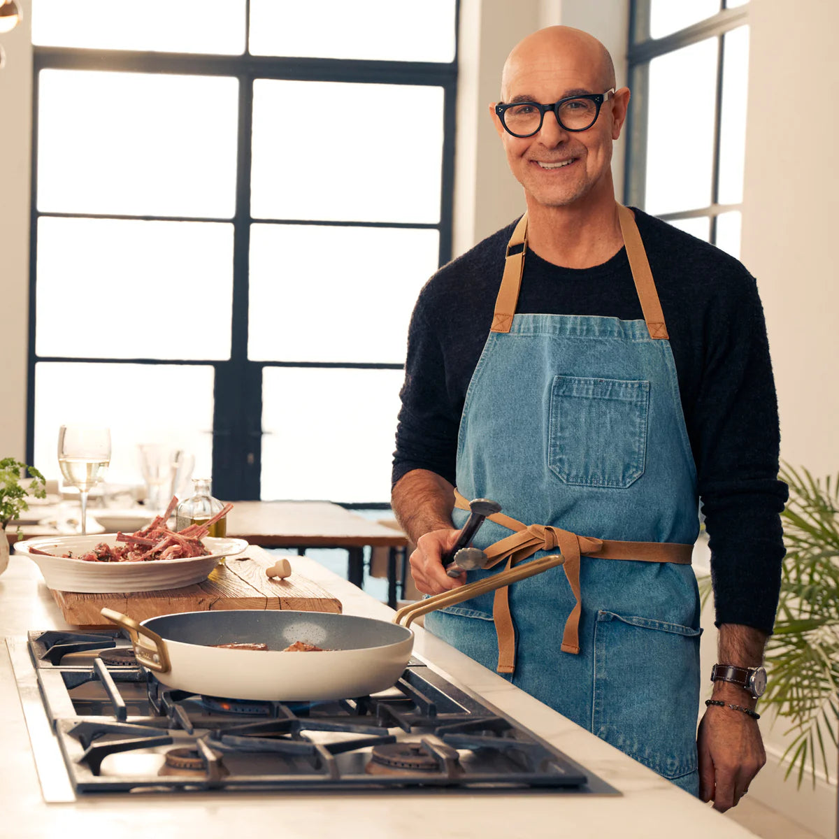 Stanley Tucci™ Ceramic Nonstick 8" and 10" Frypan Set | Carrara White