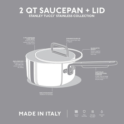 Stanley Tucci™ Uncoated Stainless Steel 2-Quart Saucepan with Lid