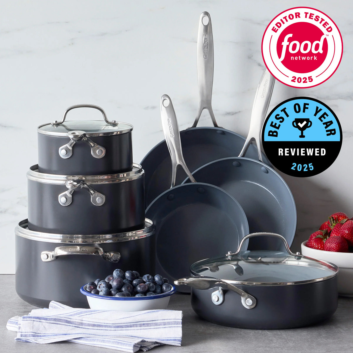 Valencia Pro Ceramic Nonstick 11-Piece Cookware Set | Gray