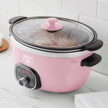 GreenLife Healthy 8-Quart Slow Cooker | Pink