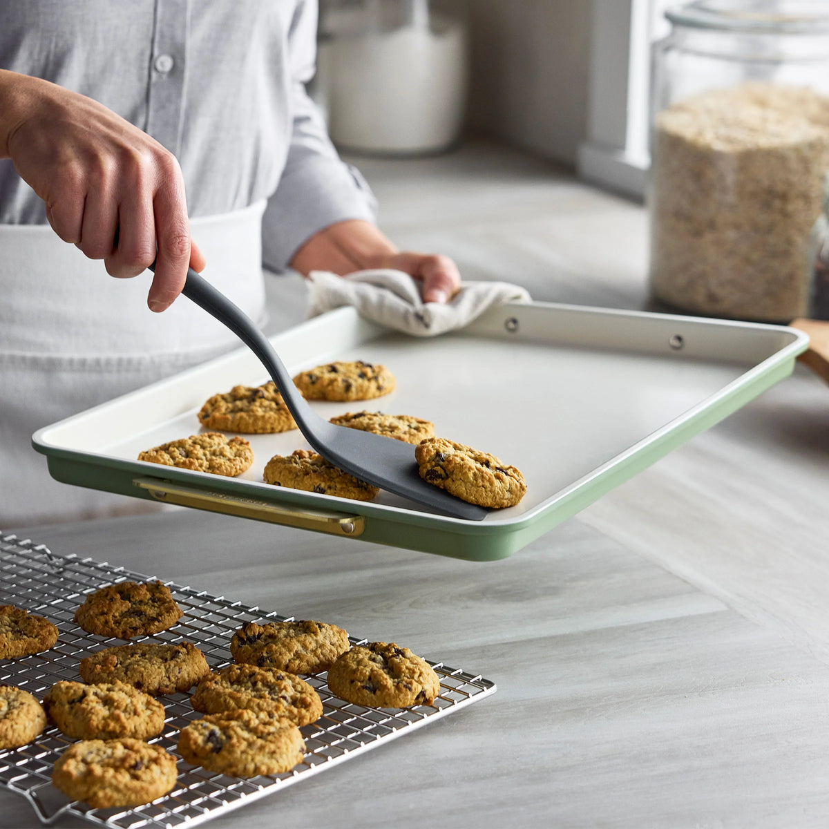 Reserve Bakeware 2-Piece 13" x 18" Half Sheet Pan Set | Sage