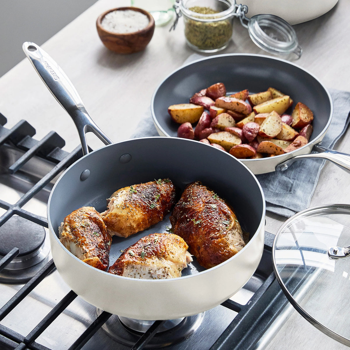 Valencia Pro Ceramic Nonstick 11-Piece Cookware Set | Cream