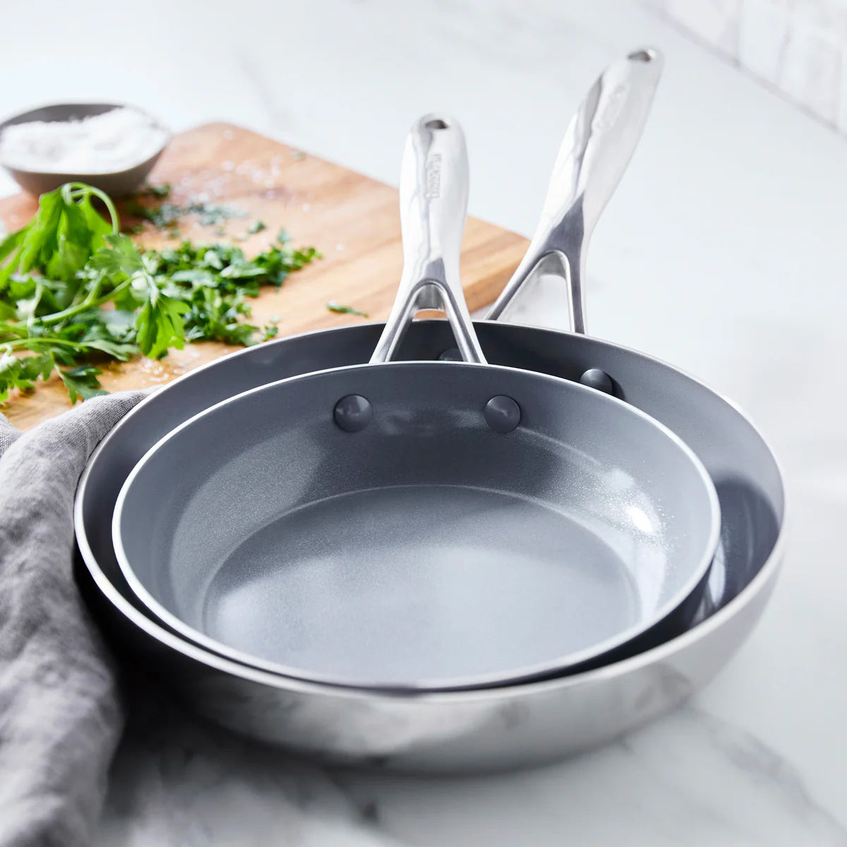 Valencia Pro Stainless Steel 8" and 10" Frypan Set