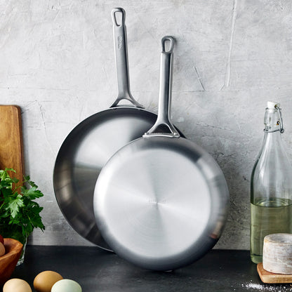 Bobby Flay by GreenPan Chef Series Uncoated Stainless Steel 10" and 12" Frypan Set