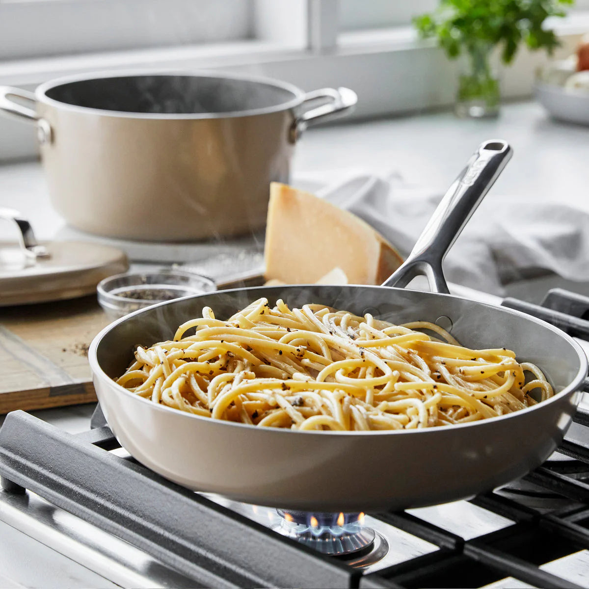 GP5 Colors Ceramic Nonstick 11-Piece Cookware Set with Mirror Handles | Taupe