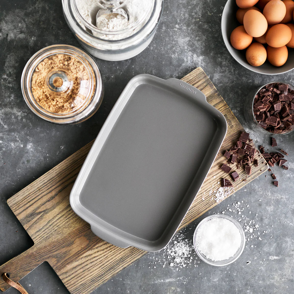 Premiere Ovenware Ceramic Nonstick 2-Piece 13" x 9"  Quarter Sheet Pan Set | Gray
