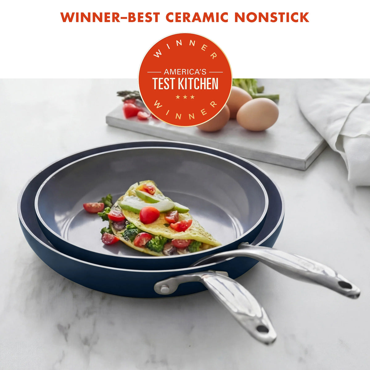 Valencia Pro Ceramic Nonstick 9.5" and 11" Frypan Set | Twilight
