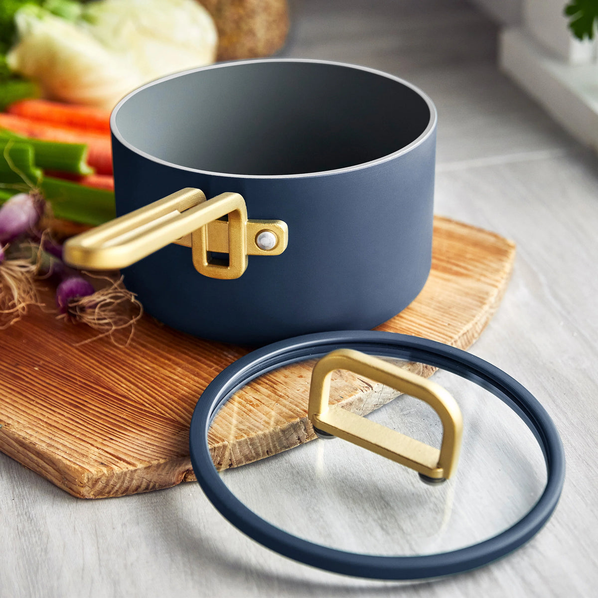 Stanley Tucci™ Ceramic Nonstick 4-Piece Saucepan Set | Marino Blue