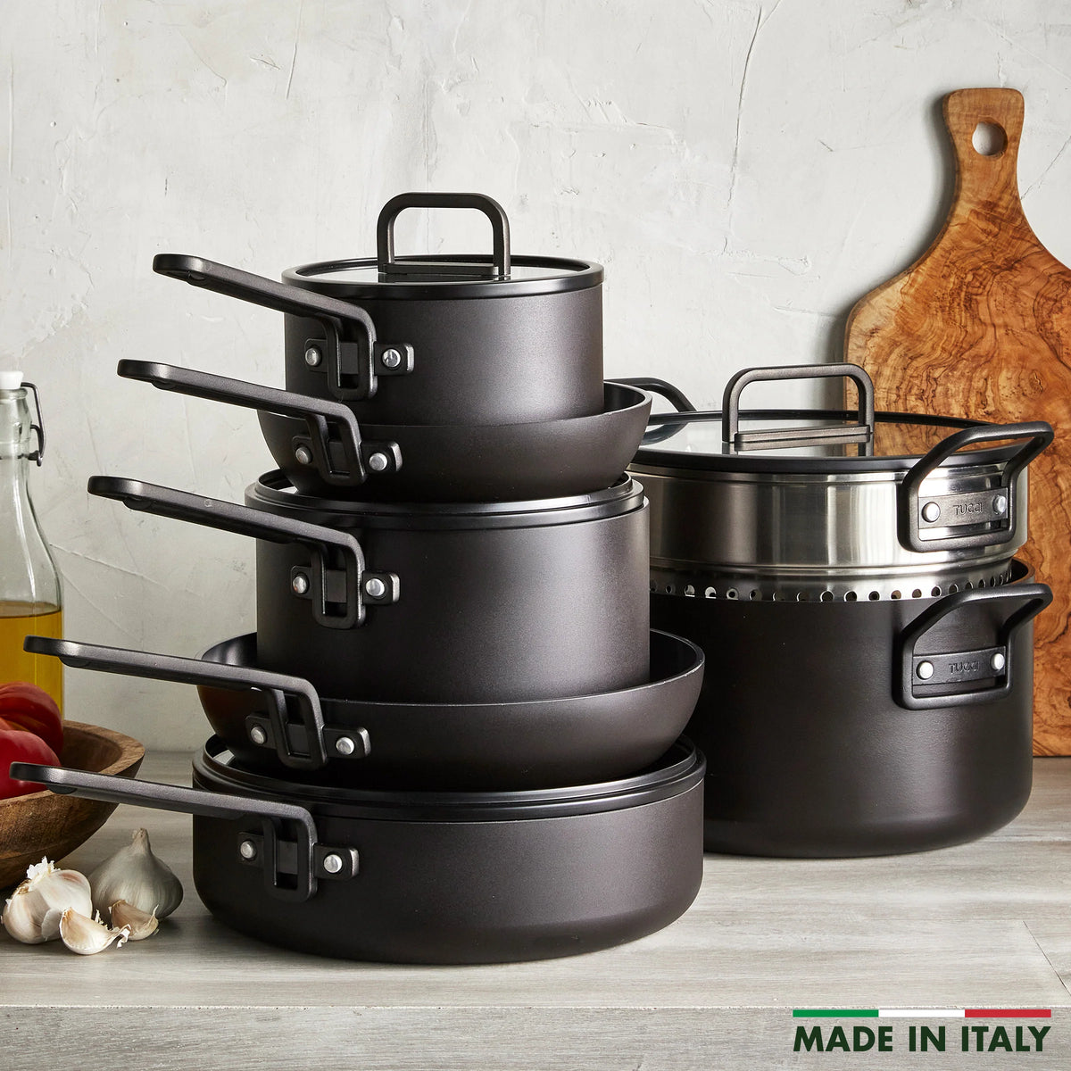 Stanley Tucci™ Ceramic Nonstick 11-Piece Cookware Set | Milano Black