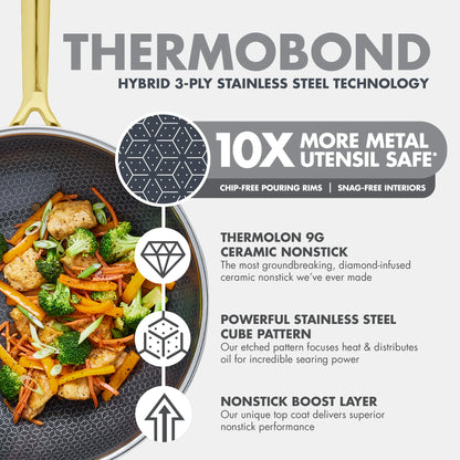 Spectra Gold Thermobond Hybrid Ceramic Nonstick 12" Wok with Lid
