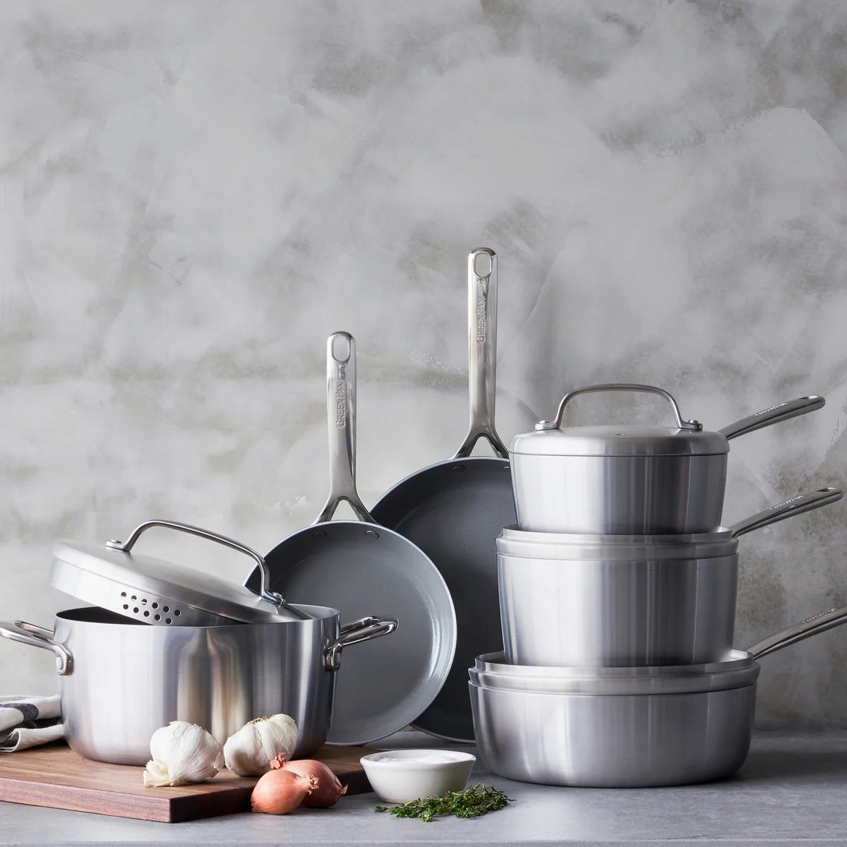GP5 Stainless Steel 10" and 12" Frypan Set | Mirror Handles