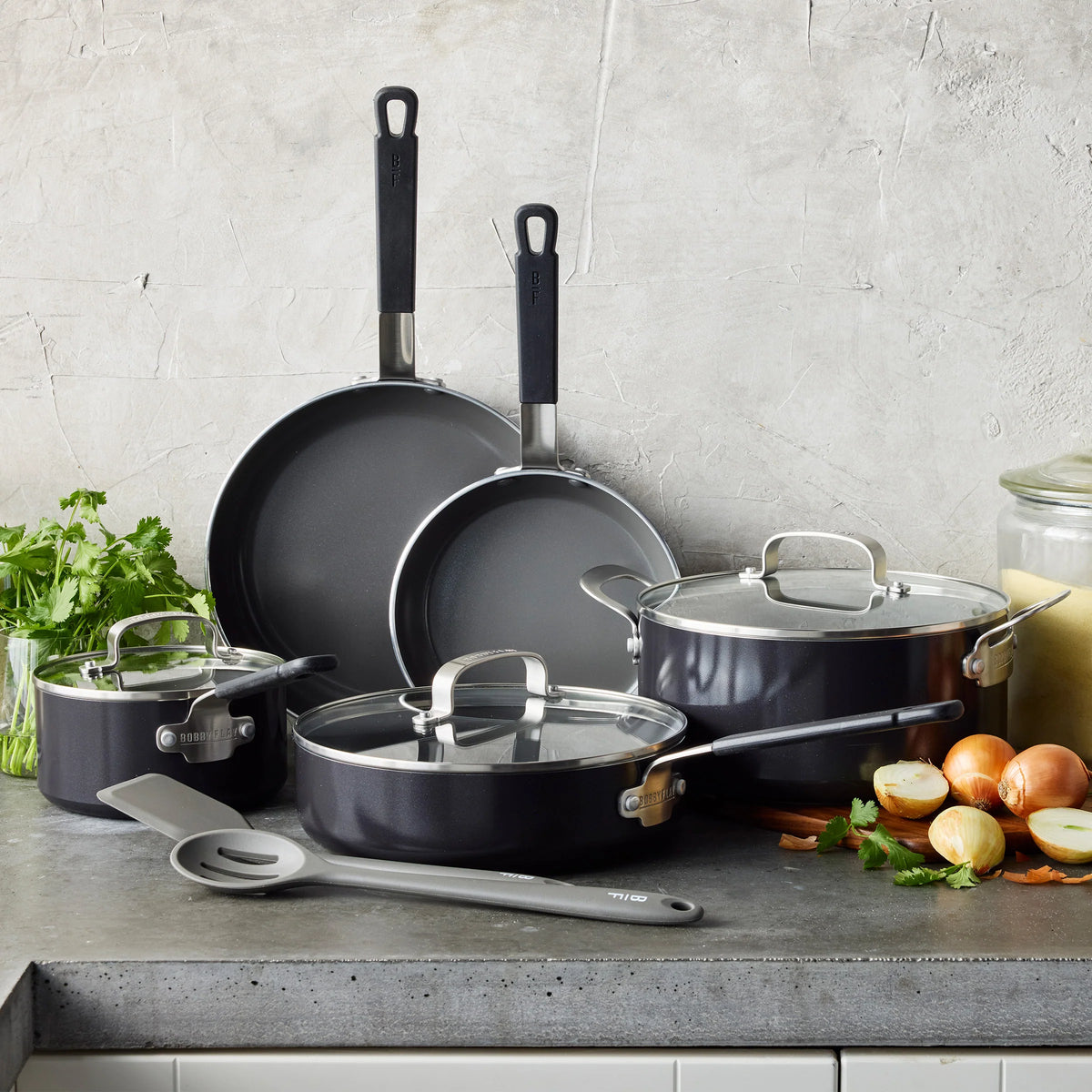 Bobby Flay by GreenPan Professional Ceramic Nonstick 10-Piece Cookware Set | Black