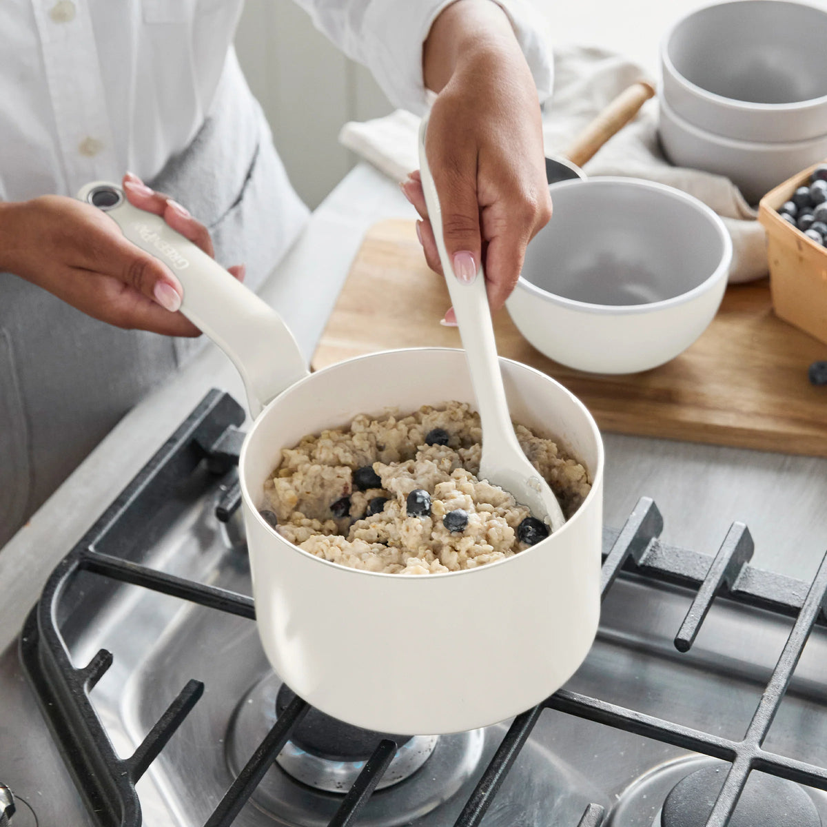 Rio Advanced Ceramic Nonstick 10-Piece Cookware Set | Cream