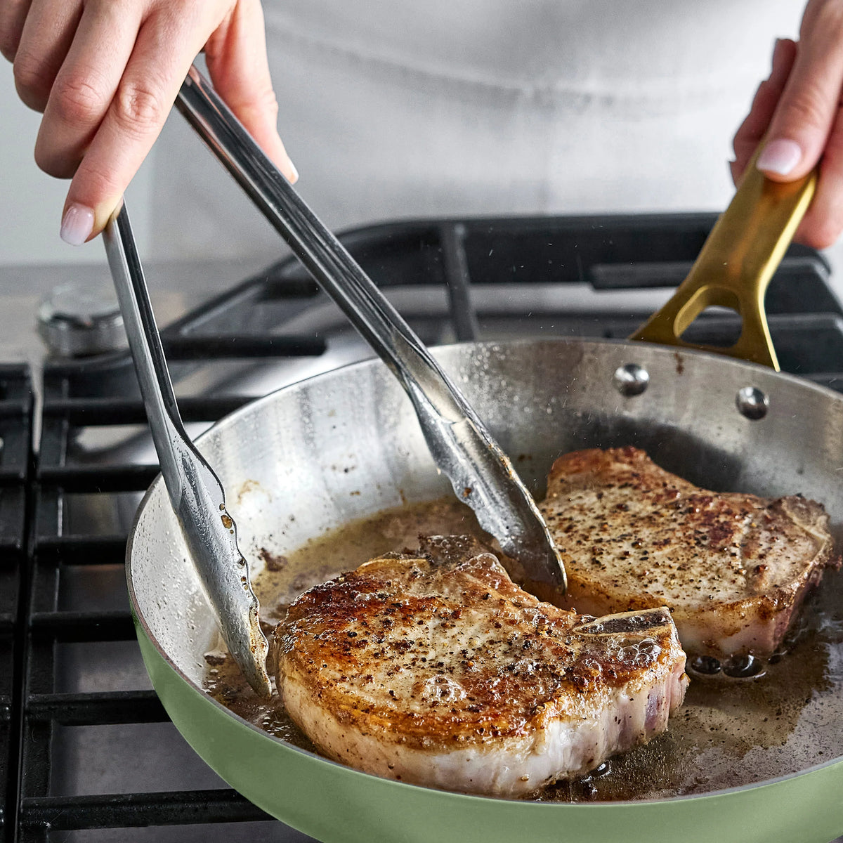 Reserve Pro Uncoated Stainless Steel 10" and 12" Frypan Set | Sage