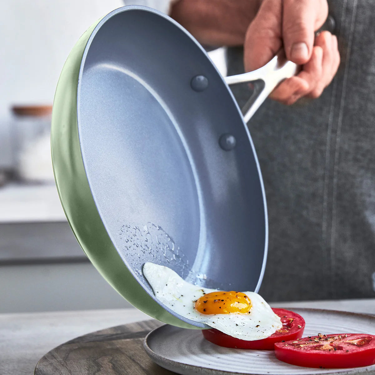 Valencia Pro Ceramic Nonstick 8", 9.5", and 11" Frypan Set | Sage