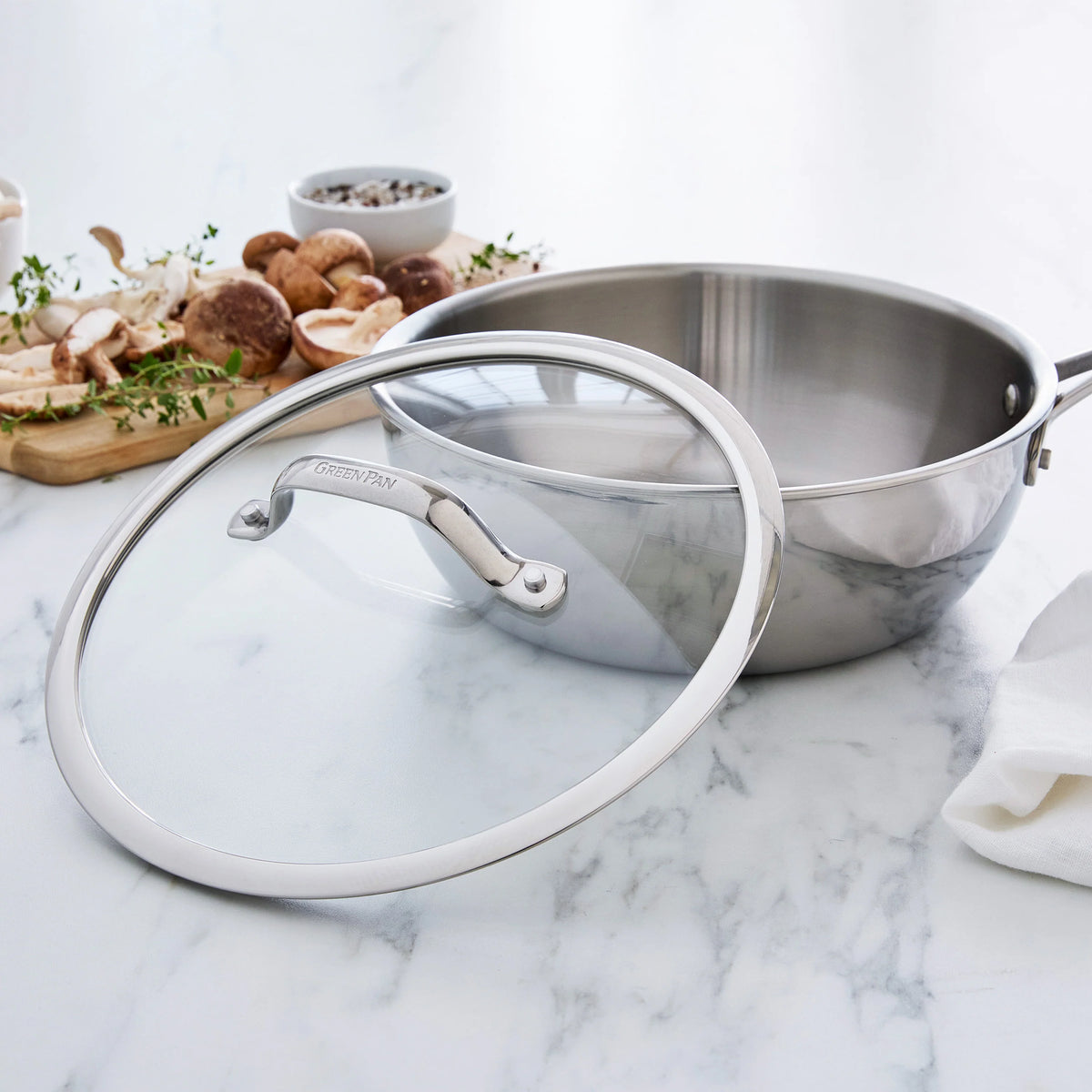 Valencia Pro Stainless Steel Uncoated 3.6-Quart Chef's Pan with Lid