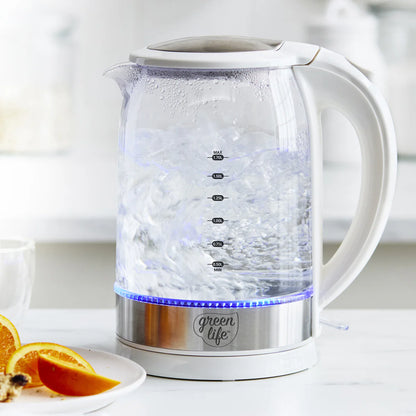 GreenLife Qwik & EZ Glass Kettle | White