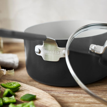 Bobby Flay by GreenPan Professional Ceramic Nonstick 1.6-Quart Saucepan with Lid | Graphite