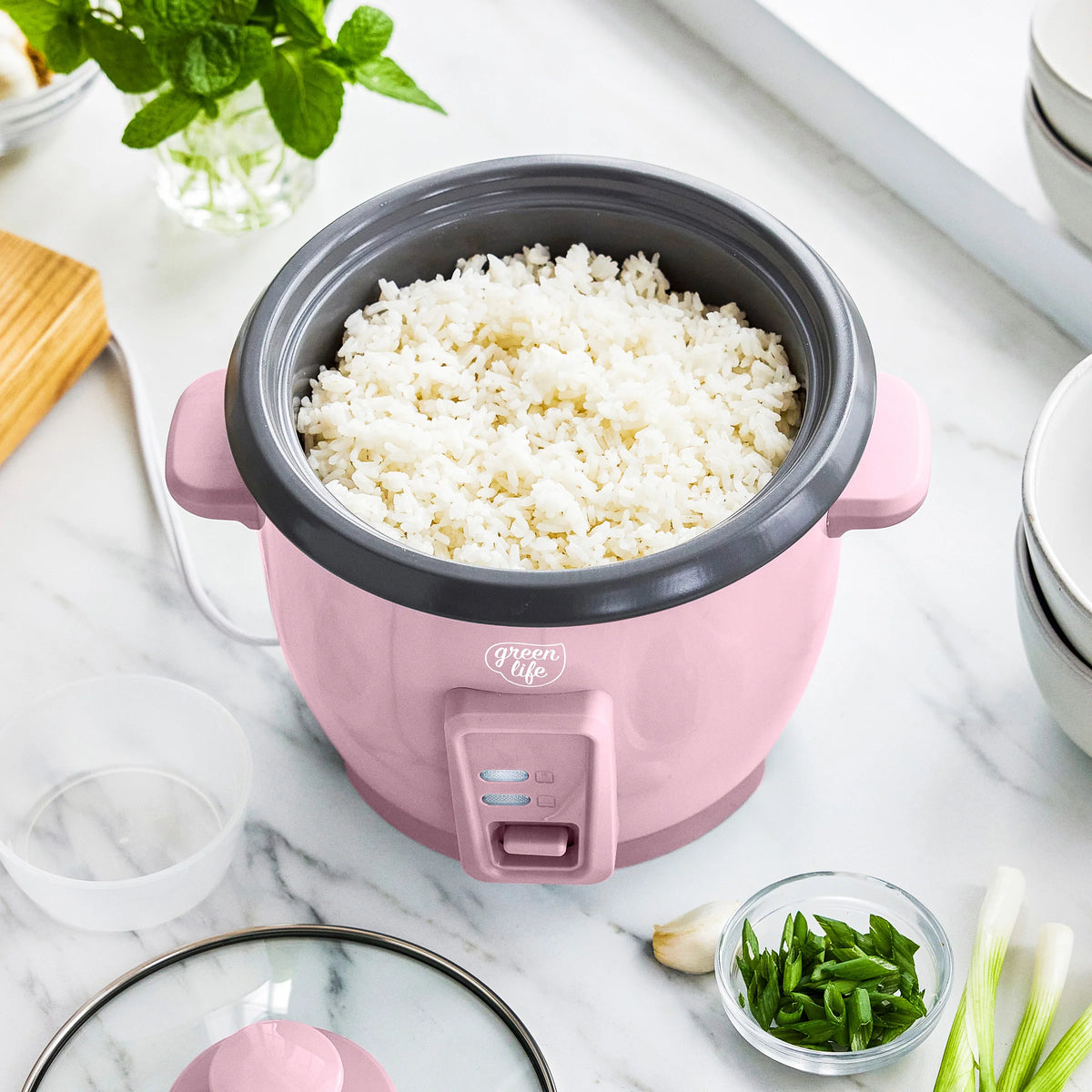GreenLife 6-Cup Rice Cooker | Pink