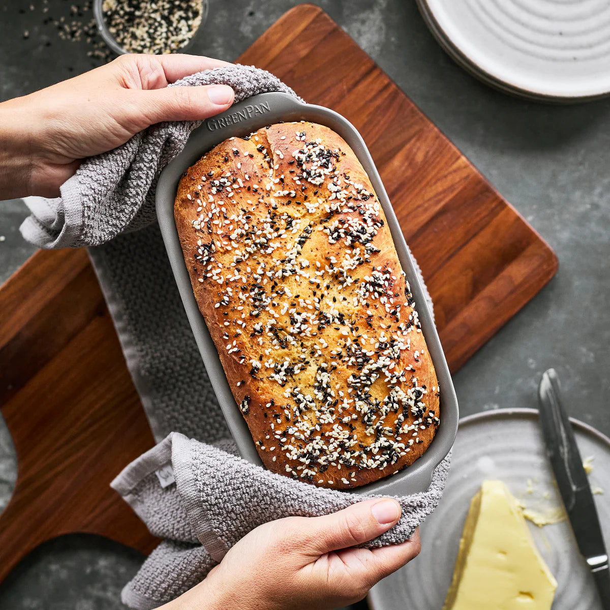 Premiere Ovenware Ceramic Nonstick 1 lb. Loaf Pan | Gray