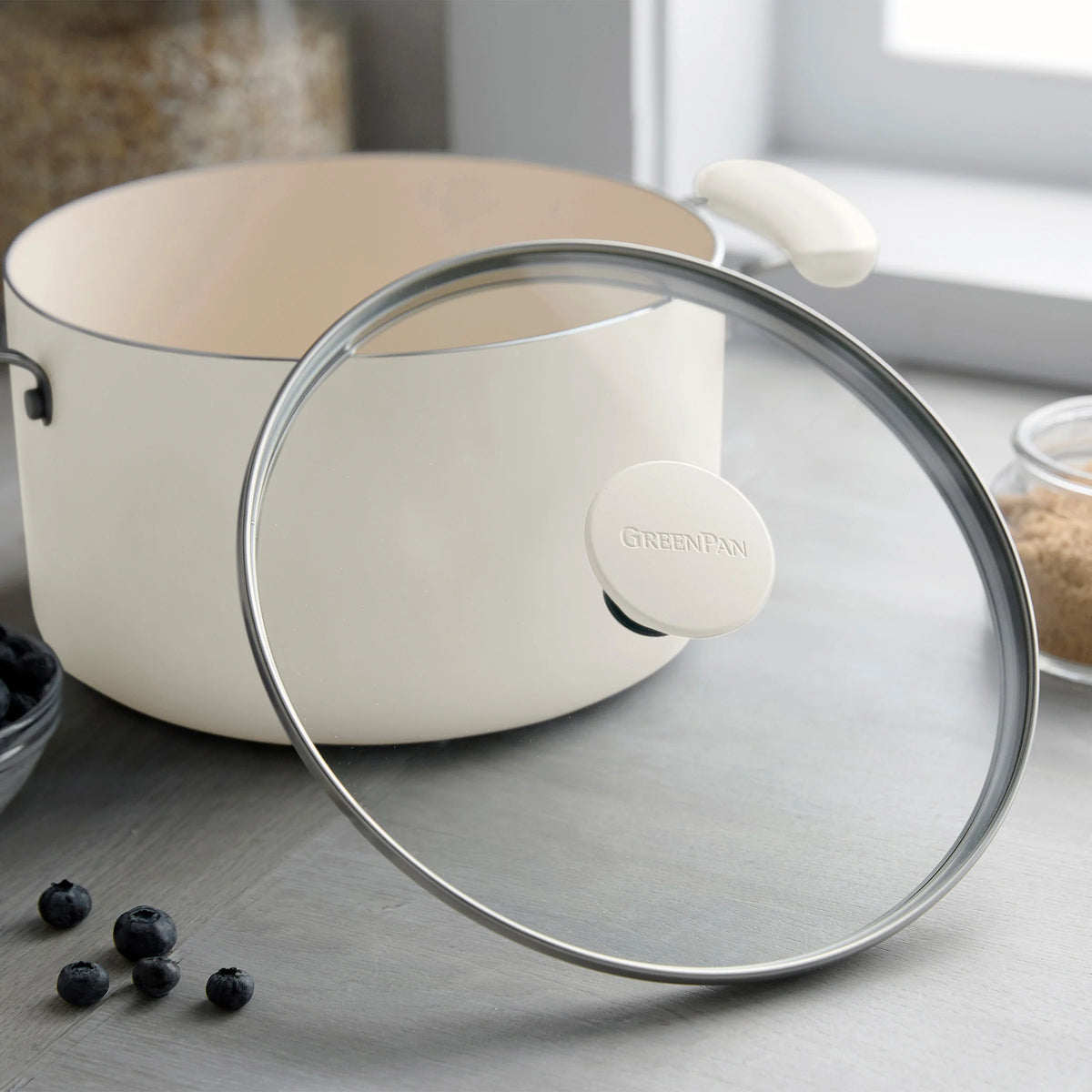 Rio Advanced Ceramic Nonstick 12-Piece Cookware Set | Cream