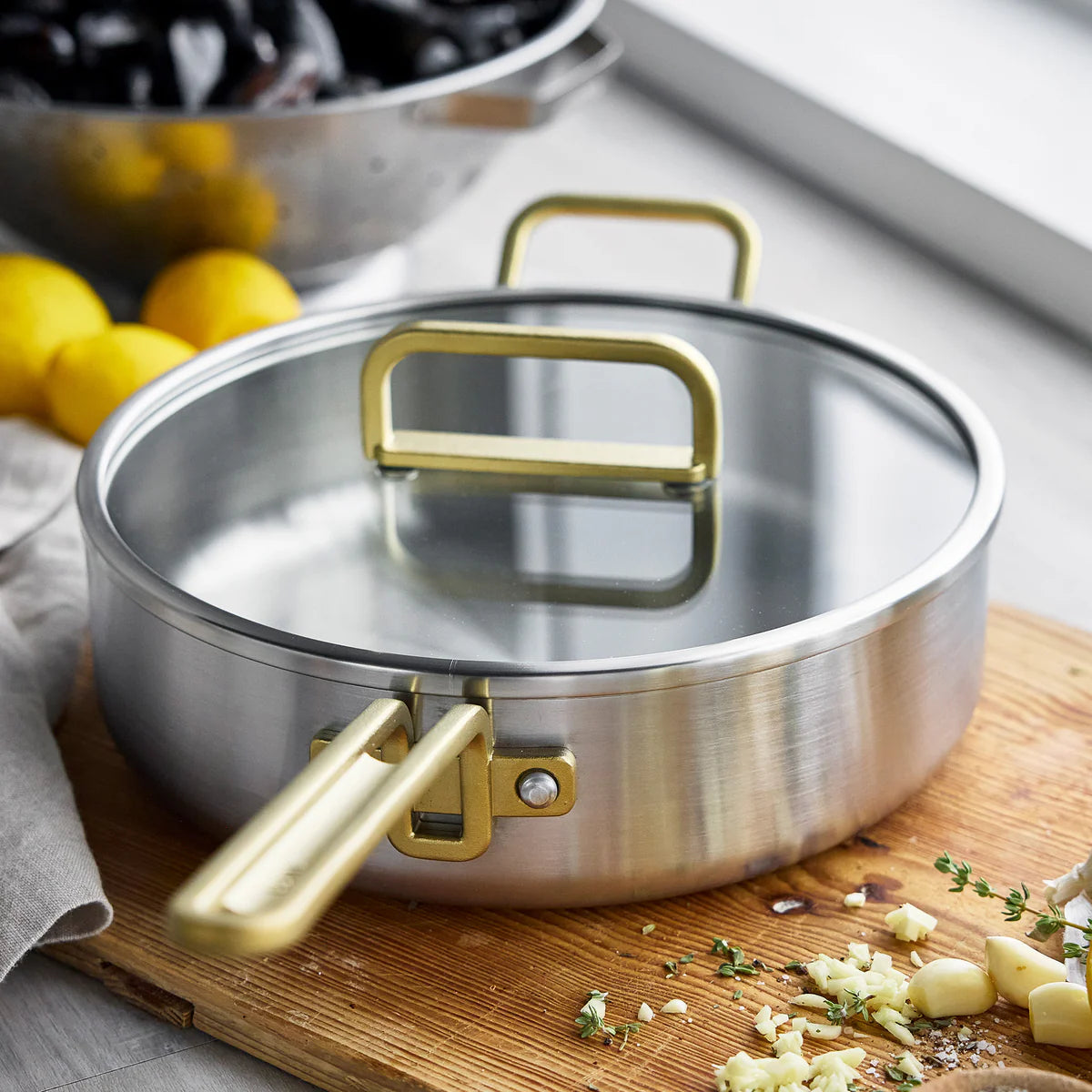 Stanley Tucci™ Uncoated Stainless Steel 4-Quart Sauté Pan with Lid
