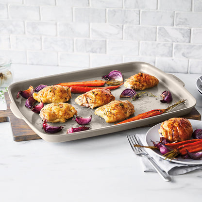 Premiere Ovenware Ceramic Nonstick 18" x 13" Half Sheet Pan Set | Taupe
