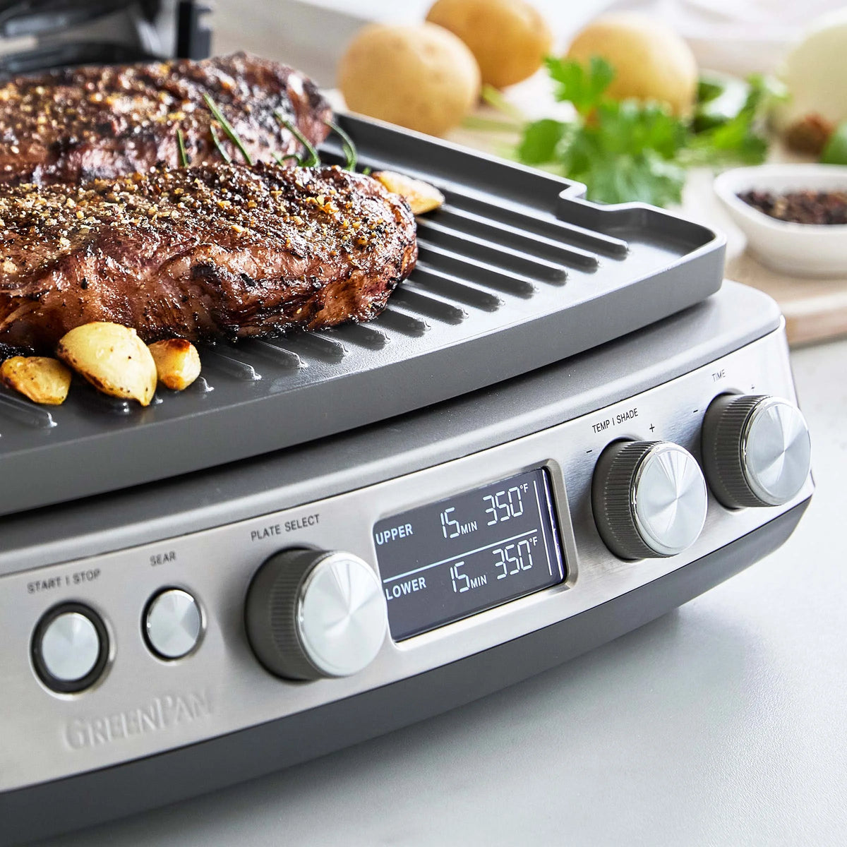 Elite Multi Grill & Griddle with Waffle Plates | Premiere Stainless Steel