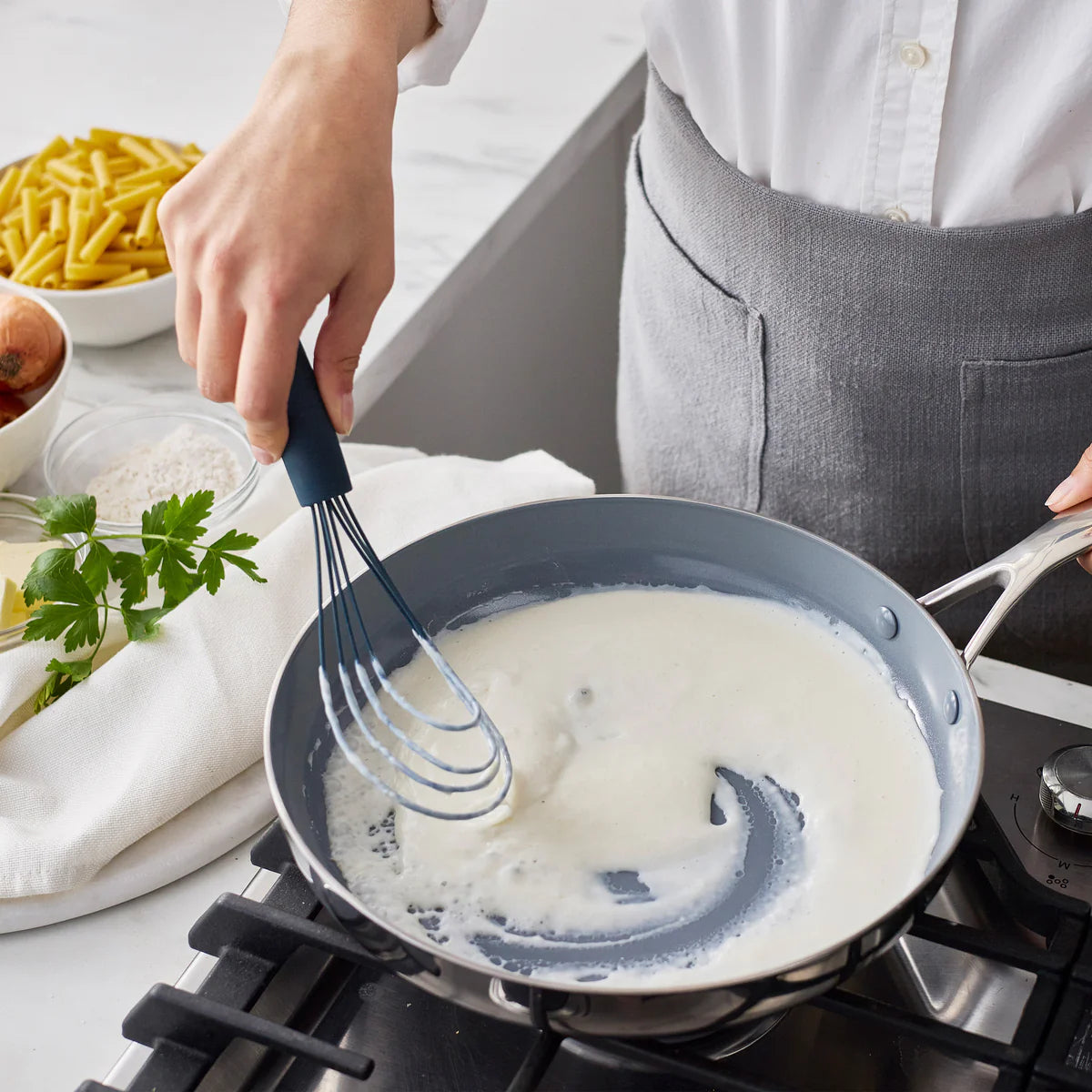 Premiere Silicone Flat Whisk | Oxford Blue