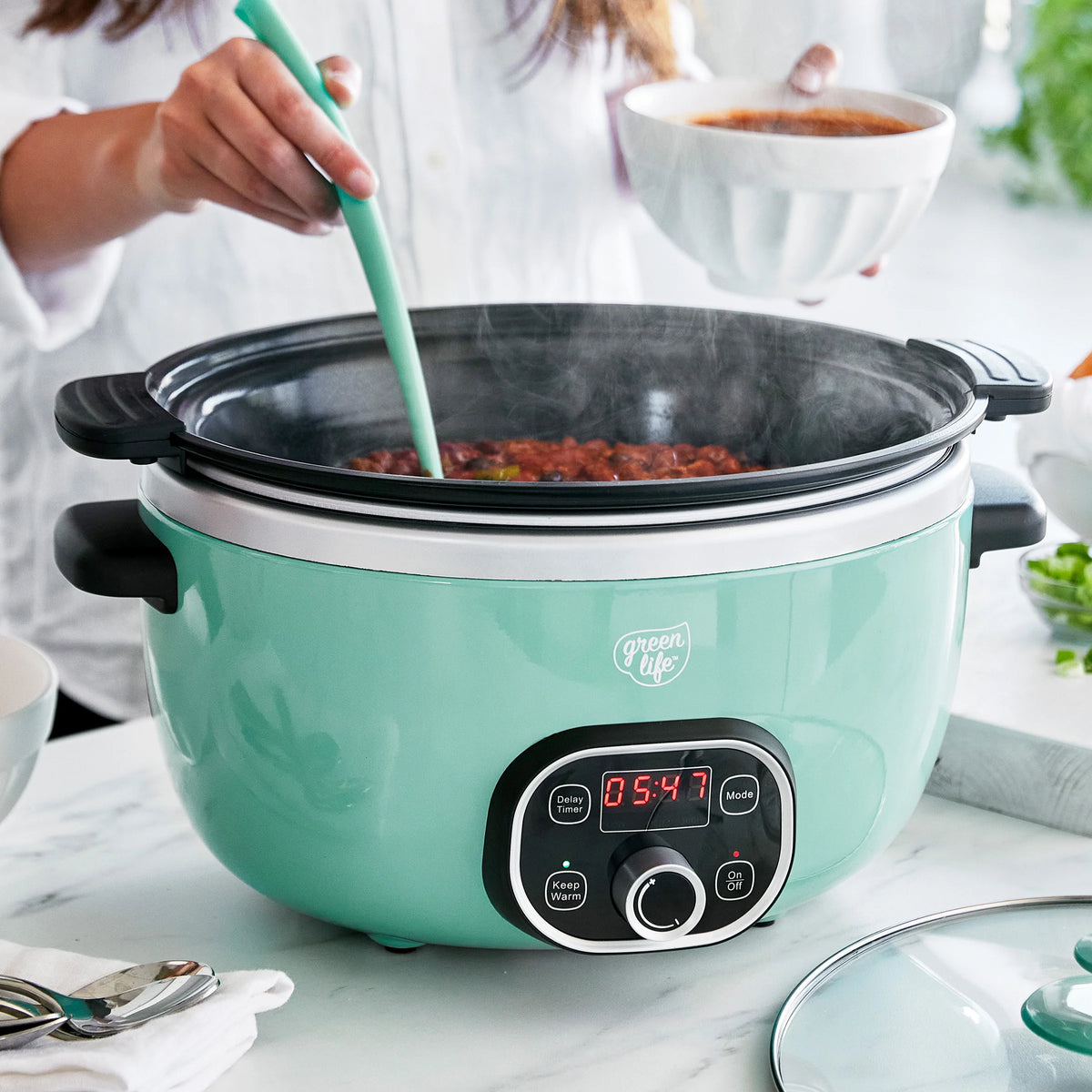 GreenLife Healthy 8-Quart Slow Cooker | Turquoise