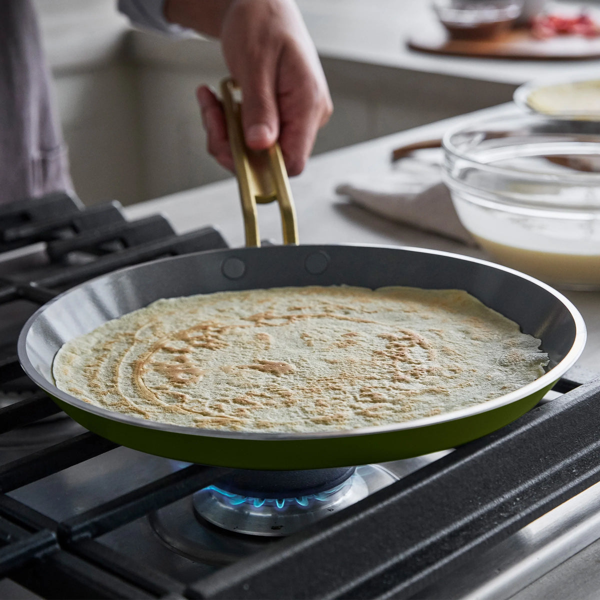Stanley Tucci™ Ceramic Nonstick 10" Crepe and Omelette Pan | Tuscan Olive