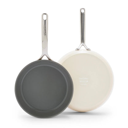 GP5 Colors Ceramic Nonstick 9.5" and 11" Frypan Set with Mirror Handles | Cloud Cream