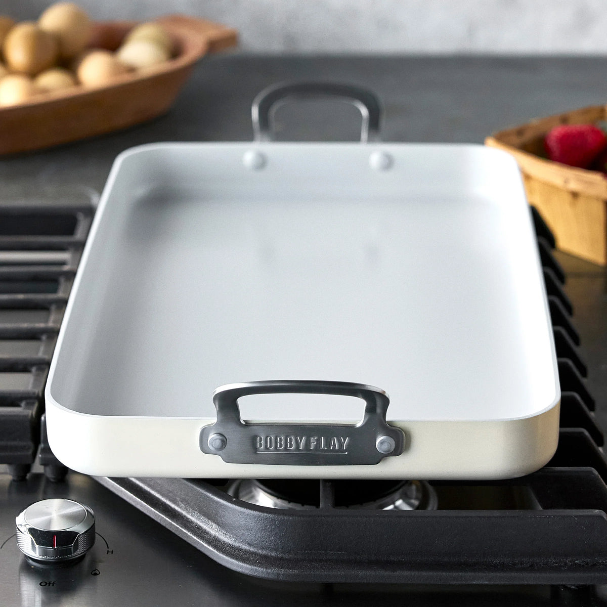 Bobby Flay by GreenPan Professional Ceramic Nonstick 18" x 11" Double Burner Griddle | Cream