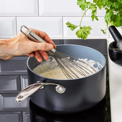 Valencia Pro Ceramic Nonstick 1.5-Quart and 3-Quart Saucepan Set with Lids | Gray