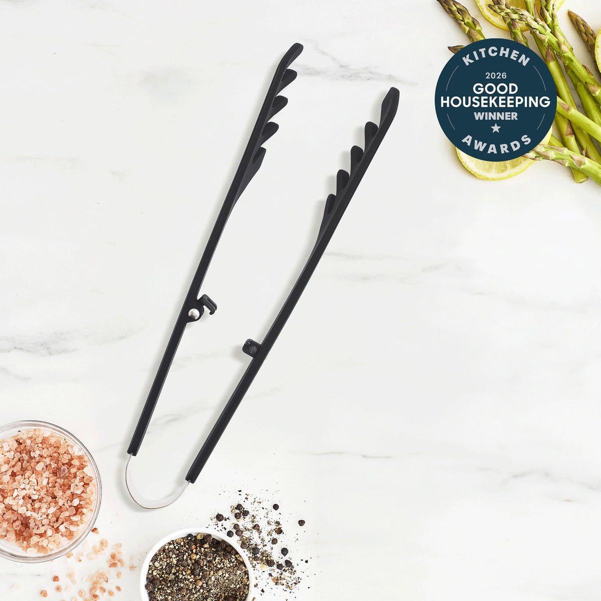 Premiere Silicone Locking Pasta Tongs | Black
