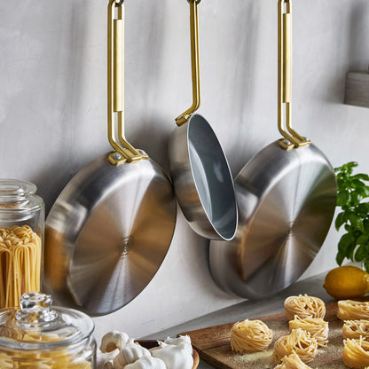 Stanley Tucci™ Stainless Steel Ceramic Nonstick 8", 10" and 12" Frypan Set