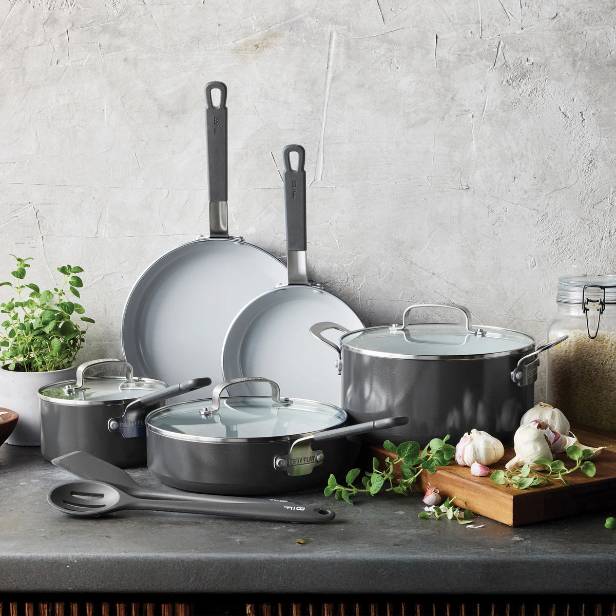 Bobby Flay by GreenPan Professional Ceramic Nonstick 10-Piece Cookware Set | Graphite