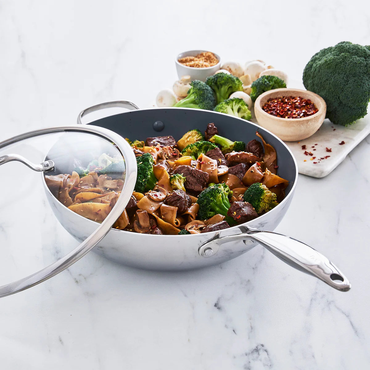 Valencia Pro Stainless Steel 12" Wok with Lid