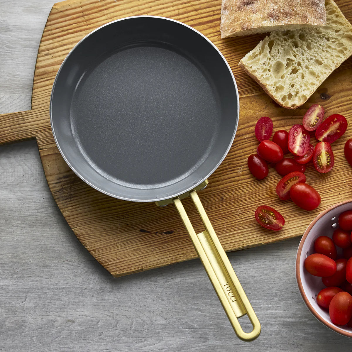 Stanley Tucci™ Stainless Steel Ceramic Nonstick 8" & 10" Frypan Set | Champagne Handles
