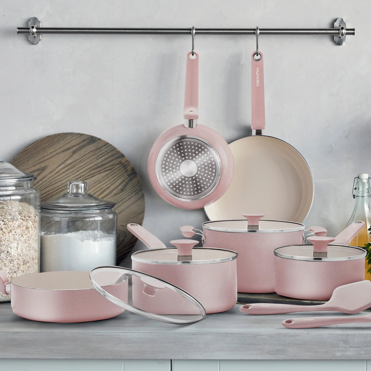 Rio Advanced Ceramic Nonstick 12-Piece Cookware Set | Pink