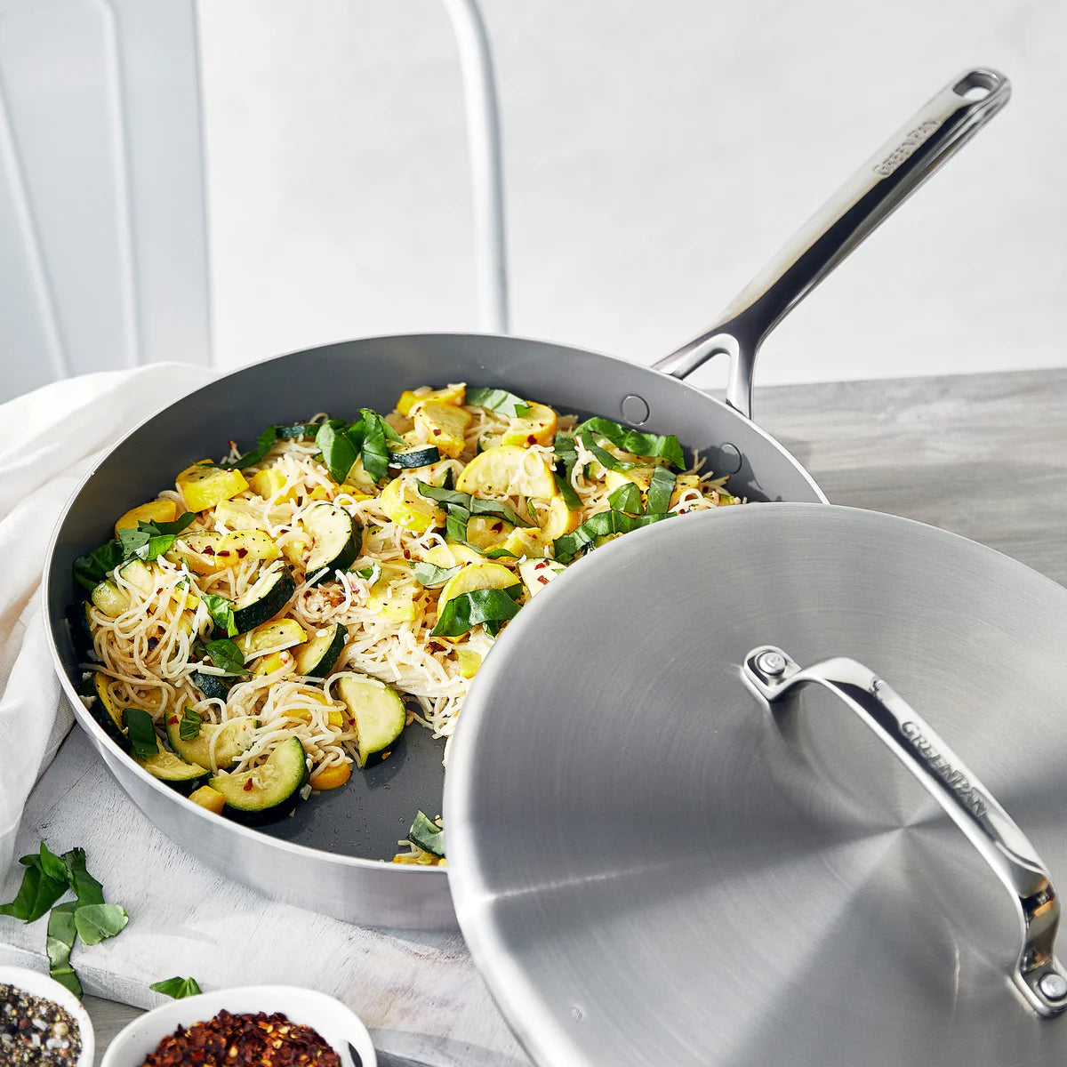 GP5 Stainless Steel 12" Frypan with Lid | Mirror Handles