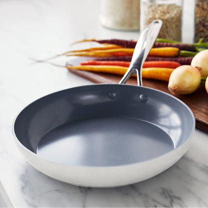 Valencia Pro Ceramic Nonstick 9.5" and 11" Frypan Set | Cream