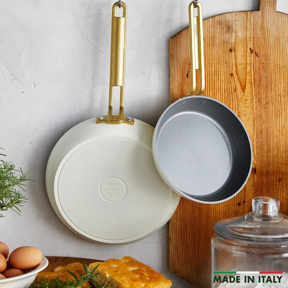 Stanley Tucci™ Ceramic Nonstick 8" and 10" Frypan Set | Carrara White